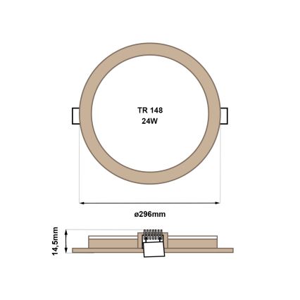 LED Ugradbena svjetiljka CIRCLE LED/24W/230V 4200K pr. 29,6 cm smeđa