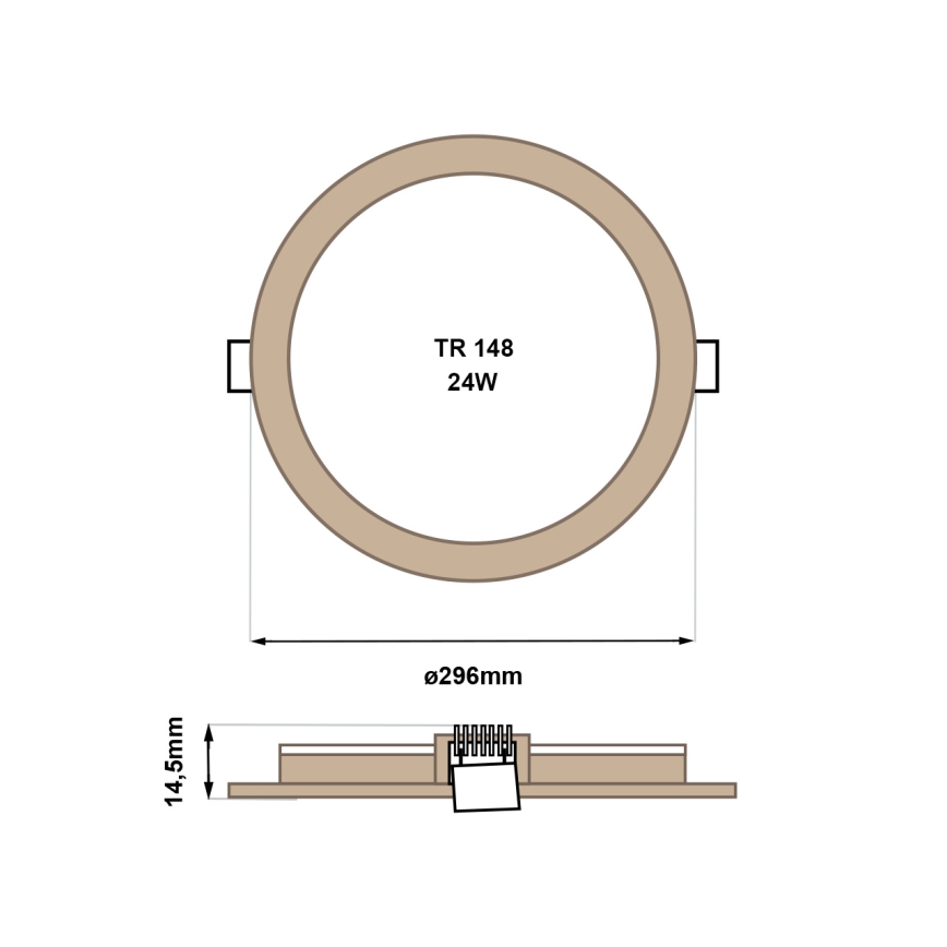 LED Ugradbena svjetiljka CIRCLE LED/24W/230V 4200K pr. 29,6 cm smeđa