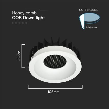 LED Ugradbena svjetiljka LED/18W/230V 3000/4000/6400K pr. 10,6 cm bijela