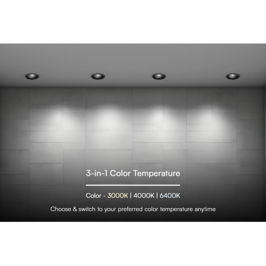 LED Ugradbena svjetiljka LED/18W/230V 3000/4000/6400K ø 10,6 cm crna