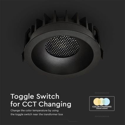 LED Ugradbena svjetiljka LED/18W/230V 3000/4000/6400K ø 10,6 cm crna