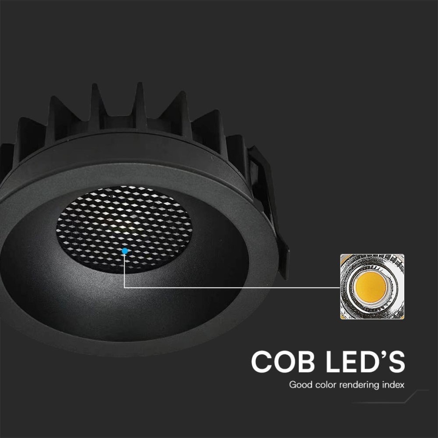 LED Ugradbena svjetiljka LED/18W/230V 3000/4000/6400K ø 10,6 cm crna