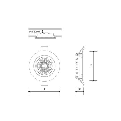 LED Ugradbena svjetiljka LED/18W/230V 3000K pr. 11,5 cm crna