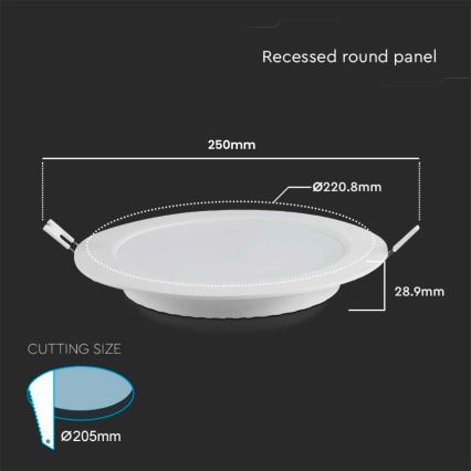 LED Ugradbena svjetiljka LED/18W/230V pr. 22 cm 6500K bijela