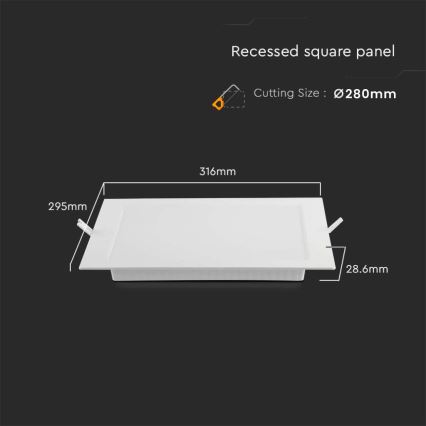 LED Ugradbena svjetiljka LED/24W/230V 29,5x29,5 cm 3000K bijela
