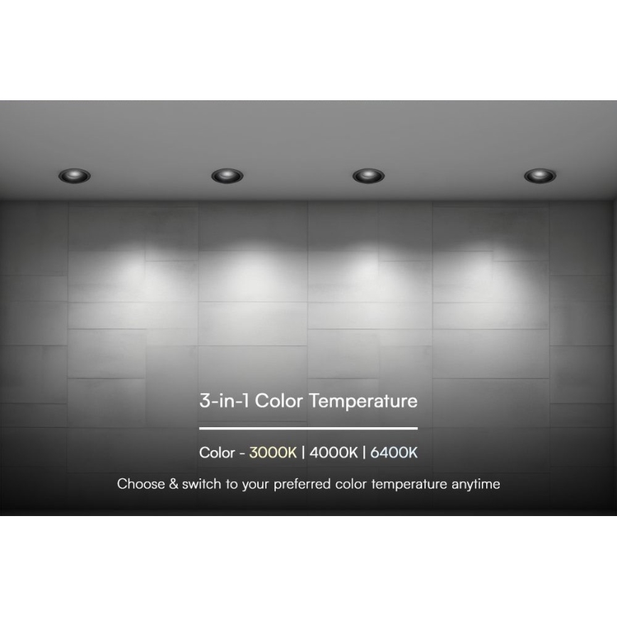 LED Ugradbena svjetiljka LED/24W/230V 3000/4000/6400K ø 13,5 cm crna