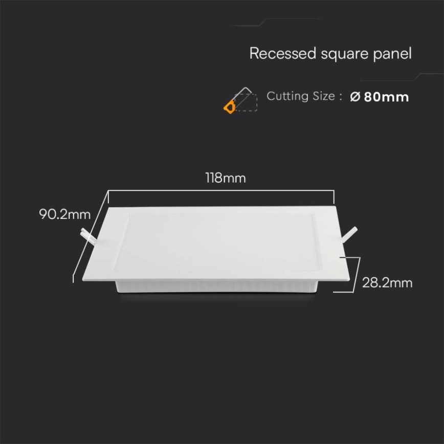 LED Ugradbena svjetiljka LED/3W/230V 9x9 cm 6500K bijela
