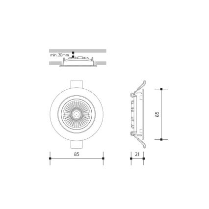 LED Ugradbena svjetiljka LED/6W/230V 3000K pr. 8,5 cm crna