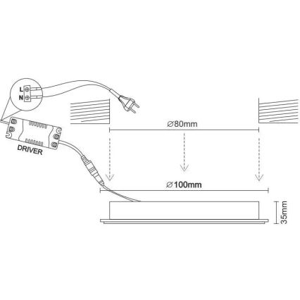 LED Ugradbena svjetiljka LED/7,5W/230V 4000K bijela/crna