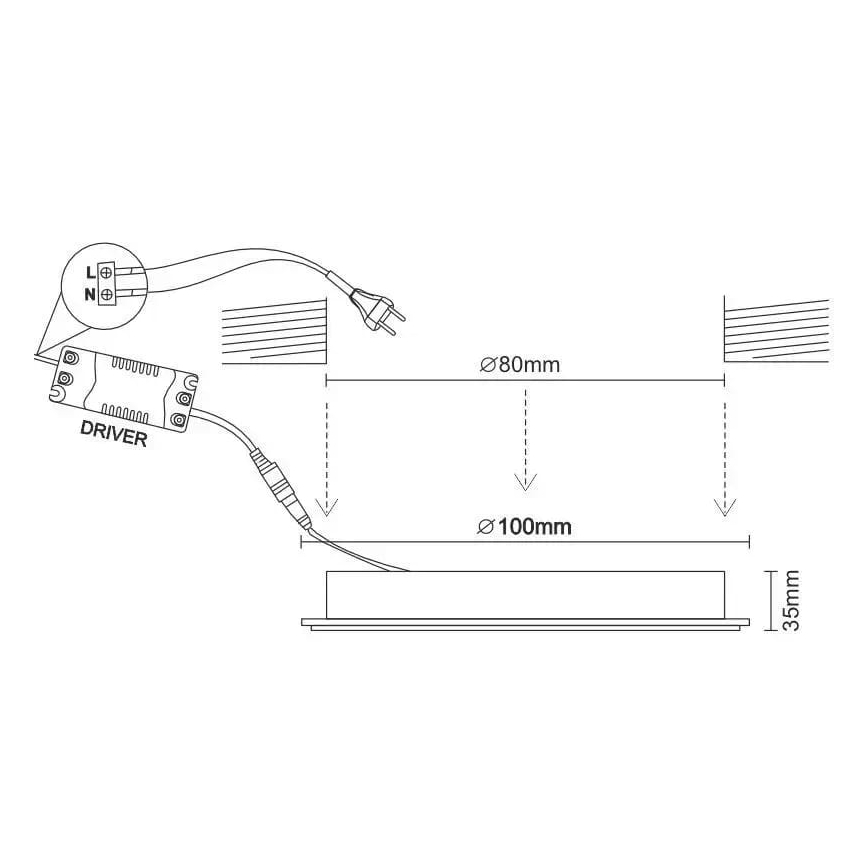 LED Ugradbena svjetiljka LED/7,5W/230V 4000K crna/srebrna