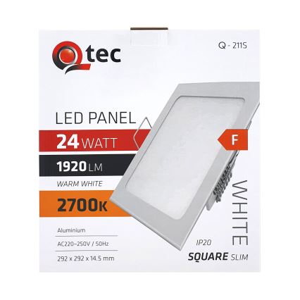 LED Ugradbena svjetiljka QTEC LED/24W/230V 2700K 29,2x29,2 cm