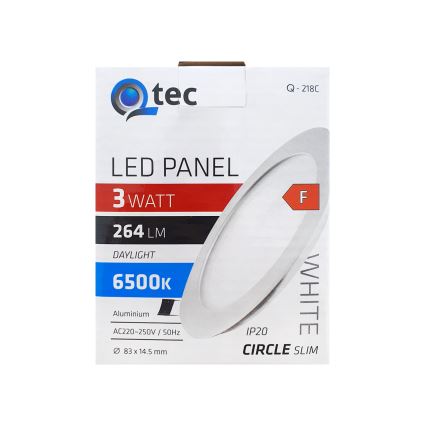 LED Ugradbena svjetiljka QTEC LED/3W/230V 6500K pr. 8,3 cm