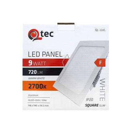 LED Ugradbena svjetiljka QTEC LED/9W/230V 2700K 14,6x14,6 cm