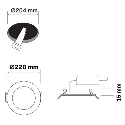 LED Ugradbena svjetiljka RIGEL LED/14W/230V 4000K pr. 22 cm crna