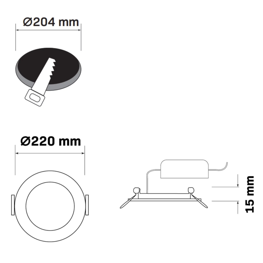 LED Ugradbena svjetiljka RIGEL LED/14W/230V 4000K pr. 22 cm crna