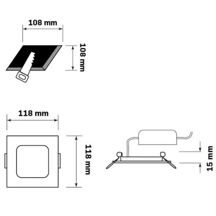 LED Ugradbena svjetiljka RIGEL LED/4,8W/230V 4000K 11,8x11,8 cm crna