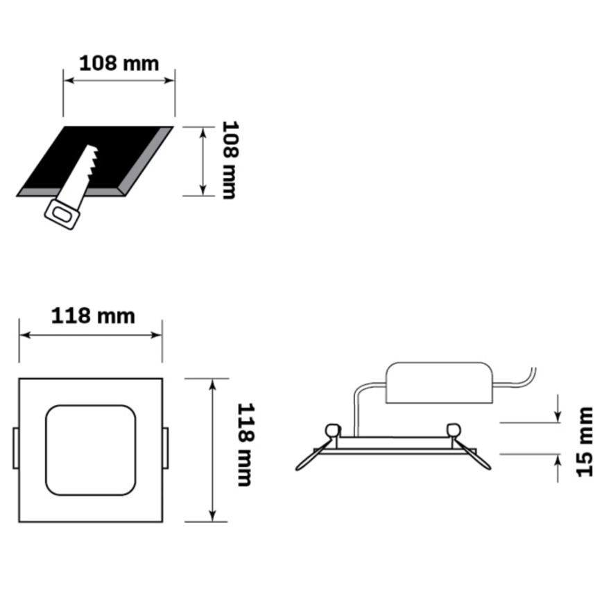 LED Ugradbena svjetiljka RIGEL LED/4,8W/230V 4000K 11,8x11,8 cm crna