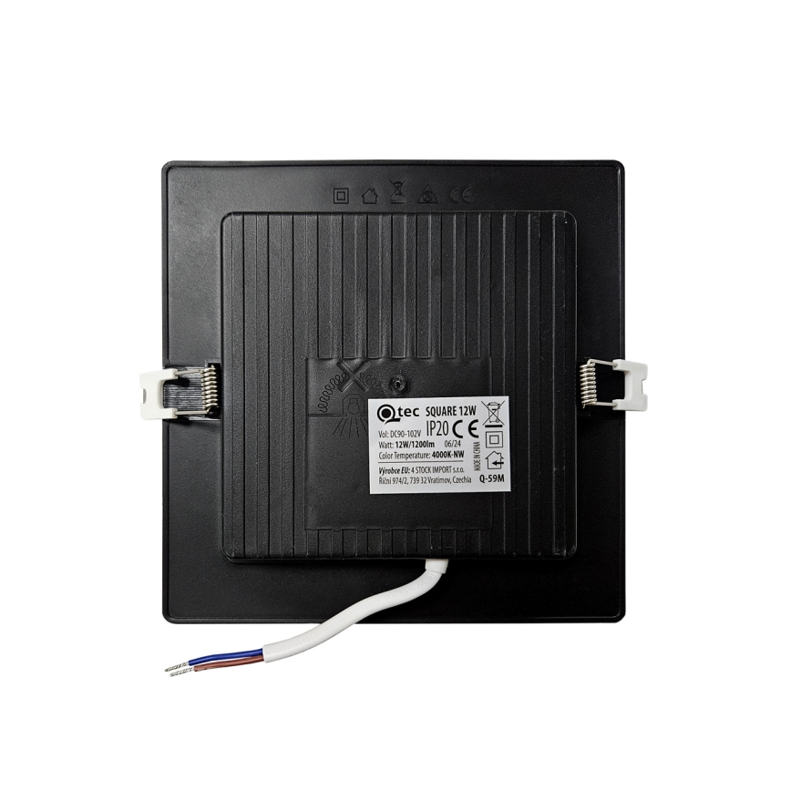 LED Ugradbena svjetiljka SQUARE LED/12W/230V 4000K 17x17 cm crna