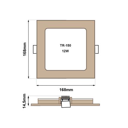LED Ugradbena svjetiljka SQUARE LED/12W/230V 4200K 16,8x16,8 cm smeđa