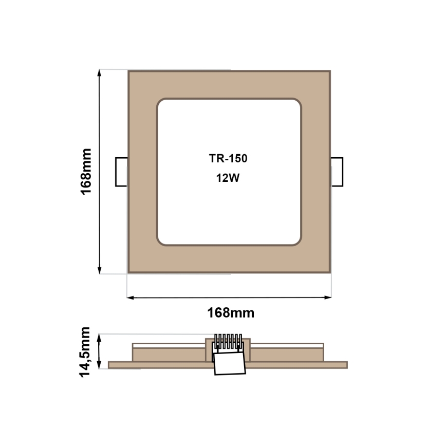 LED Ugradbena svjetiljka SQUARE LED/12W/230V 4200K 16,8x16,8 cm smeđa