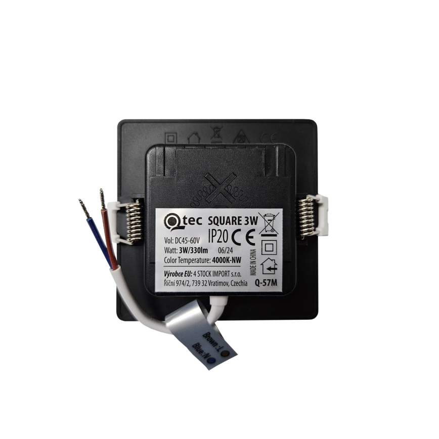 LED Ugradbena svjetiljka SQUARE LED/3W/230V 4000K 9x9 cm crna