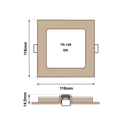 LED Ugradbena svjetiljka SQUARE LED/6W/230V 4200K 11,8x11,8 cm smeđa
