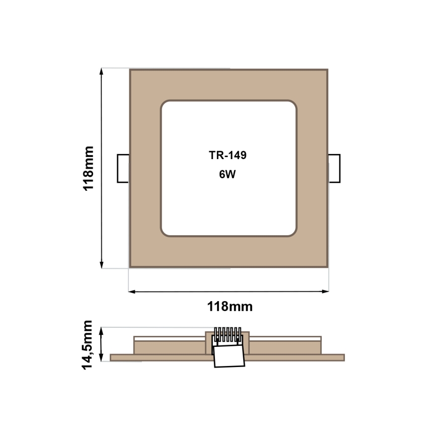 LED Ugradbena svjetiljka SQUARE LED/6W/230V 4200K 11,8x11,8 cm smeđa