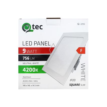 LED Ugradbena svjetiljka SQUARE LED/9W/230V 4200K 14,6x14,6 cm bijela