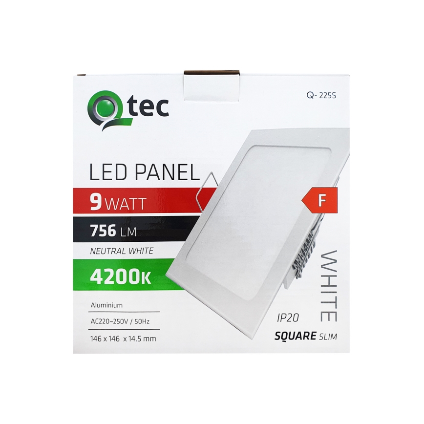 LED Ugradbena svjetiljka SQUARE LED/9W/230V 4200K 14,6x14,6 cm bijela