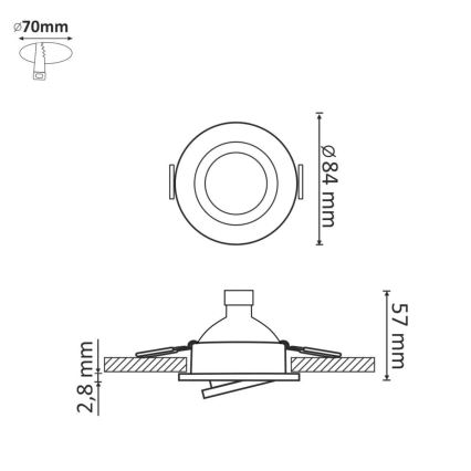 LED Ugradbena svjetiljka SUNCE OLAL 1xGU10/3,5W/230V 3000K pr. 8,4 cm zlatna