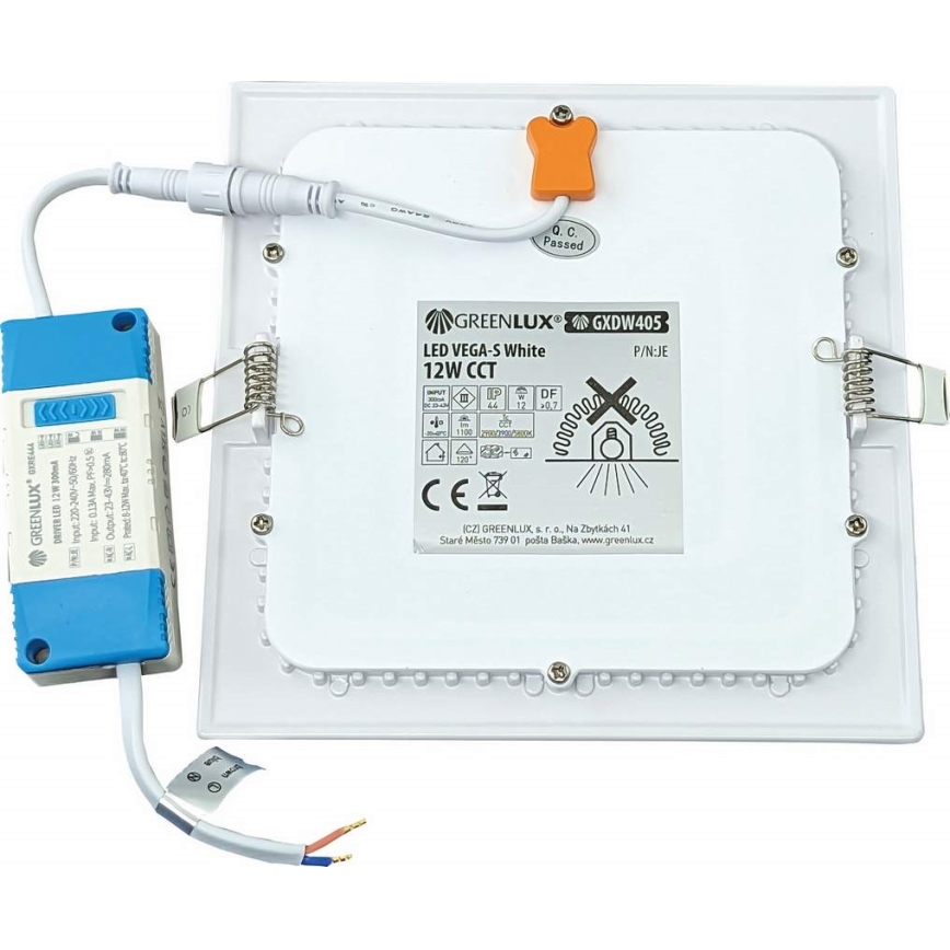 LED Ugradbena svjetiljka VEGA LED/12W/230V 2900/3900/5800K 17,5x17,5 cm bijela