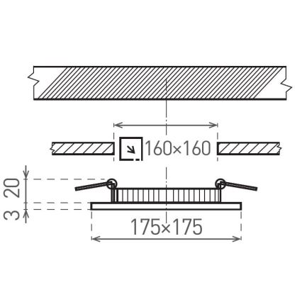 LED Ugradbena svjetiljka VEGA LED/12W/230V 2900/3900/5800K 17,5x17,5 cm crna