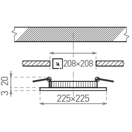 LED Ugradbena svjetiljka VEGA LED/18W/230V 2900/3900/5800K 22,5x22,5 cm crna