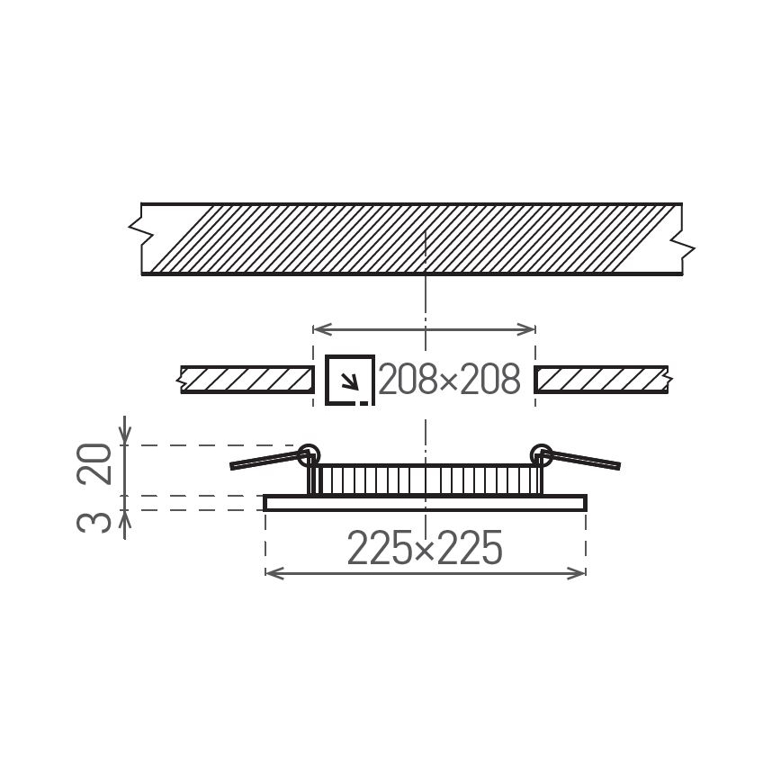 LED Ugradbena svjetiljka VEGA LED/18W/230V 2900/3900/5800K 22,5x22,5 cm crna