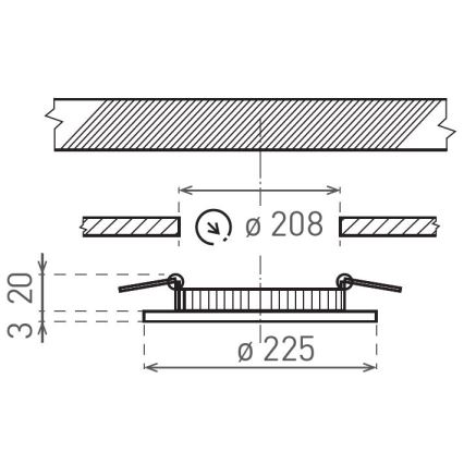 LED Ugradbena svjetiljka VEGA LED/18W/230V 2900/3900/5800K pr. 22,5 cm crna