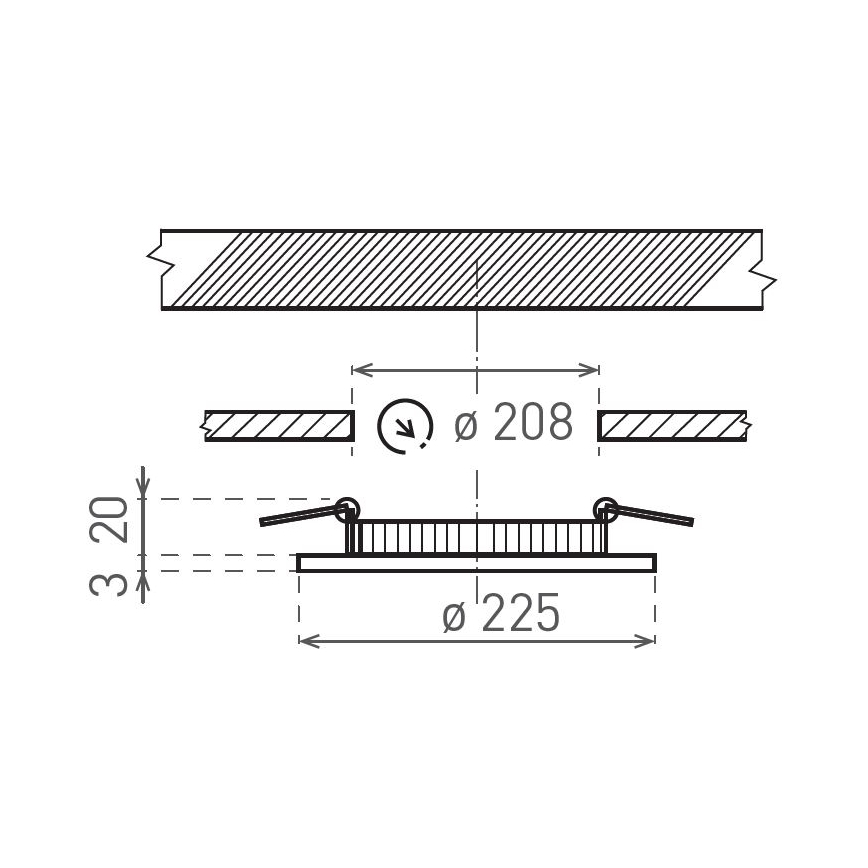 LED Ugradbena svjetiljka VEGA LED/18W/230V 2900/3900/5800K pr. 22,5 cm crna
