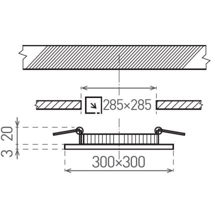 LED Ugradbena svjetiljka VEGA LED/24W/230V 2900/3900/5800K 30x30 cm bijela
