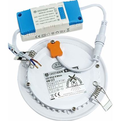 LED Ugradbena svjetiljka VEGA LED/6W/230V 2900/3900/5800K promjer 12,5 cm bijela