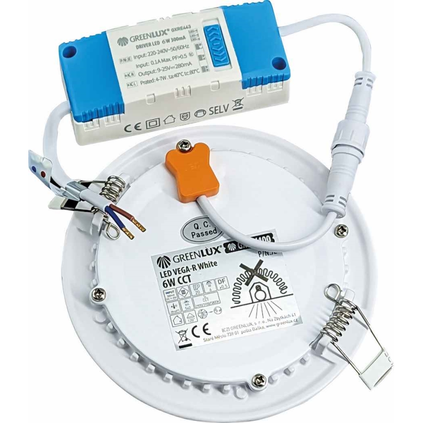 LED Ugradbena svjetiljka VEGA LED/6W/230V 2900/3900/5800K promjer 12,5 cm bijela