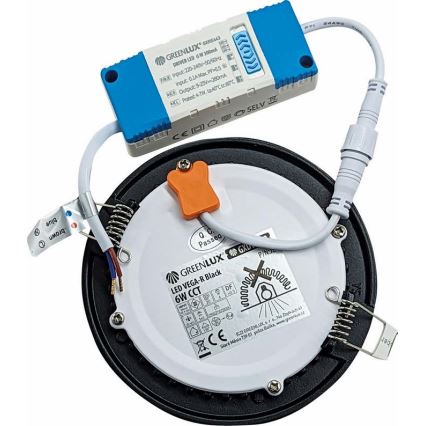 LED Ugradbena svjetiljka VEGA LED/6W/230V 2900/3900/5800K pr. 12,5 cm crna