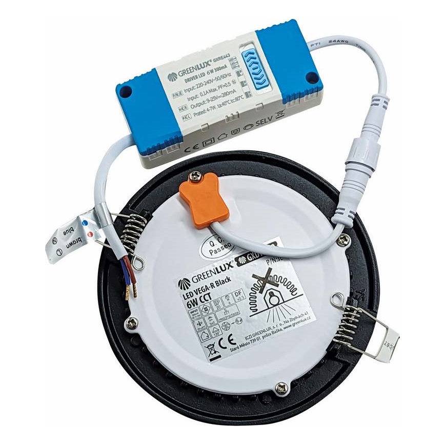 LED Ugradbena svjetiljka VEGA LED/6W/230V 2900/3900/5800K pr. 12,5 cm crna