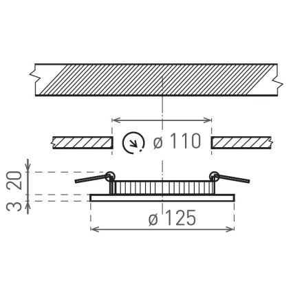 LED Ugradbena svjetiljka VEGA LED/6W/230V 2900/3900/5800K pr. 12,5 cm crna