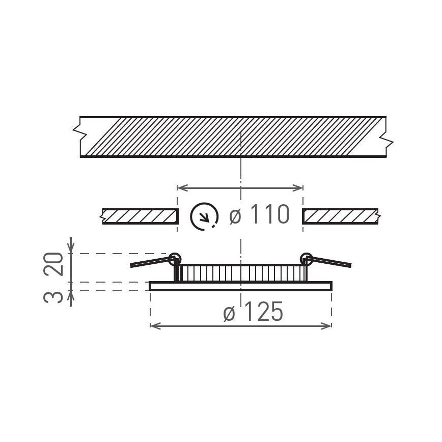 LED Ugradbena svjetiljka VEGA LED/6W/230V 2900/3900/5800K pr. 12,5 cm crna