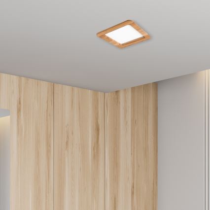 LED Ugradbena svjetiljka WOODY SPOT LED/17W/230V 3000K hrast 18,5x18,5 cm