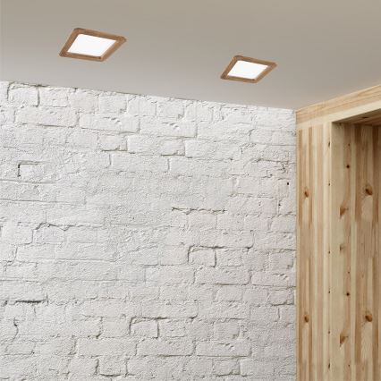 LED Ugradbena svjetiljka WOODY SPOT LED/17W/230V 3000K orah 18,5x18,5 cm
