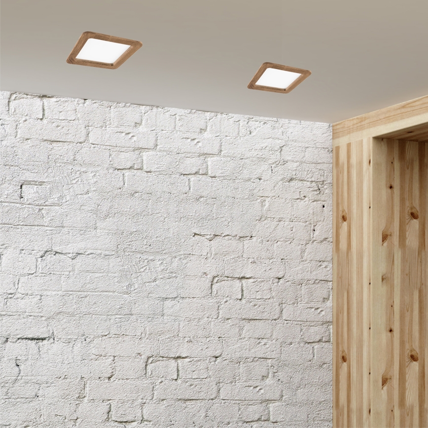 LED Ugradbena svjetiljka WOODY SPOT LED/17W/230V 3000K orah 18,5x18,5 cm