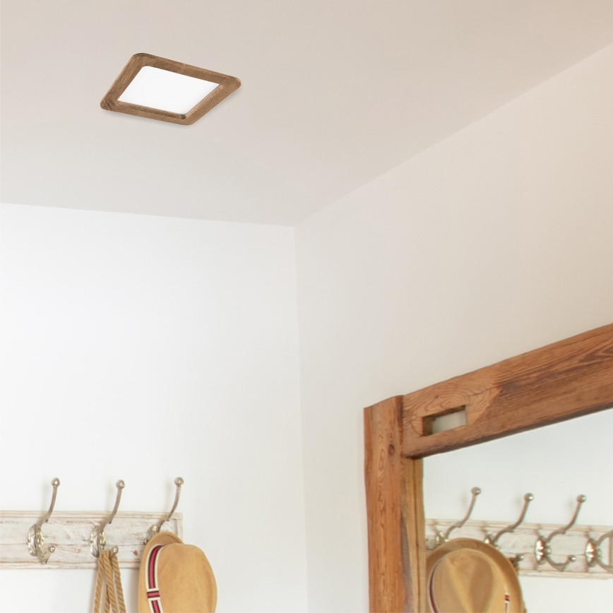 LED Ugradbena svjetiljka WOODY SPOT LED/17W/230V 3000K orah 18,5x18,5 cm