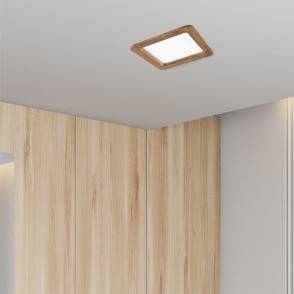 LED Ugradbena svjetiljka WOODY SPOT LED/17W/230V 3000K orah 18,5x18,5 cm