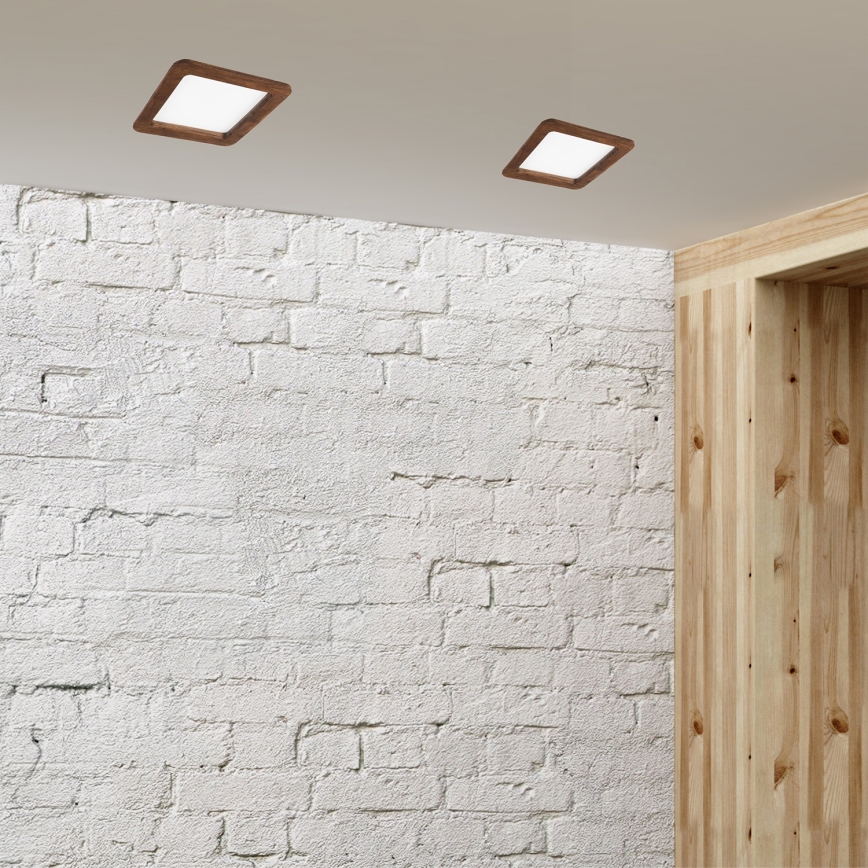 LED Ugradbena svjetiljka WOODY SPOT LED/17W/230V 3000K trešnja 18,5x18,5 cm