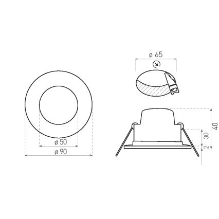 LED Ugradbena svjetiljka za kupaonicu BONO LED/5W/230V 3000K IP65 crna